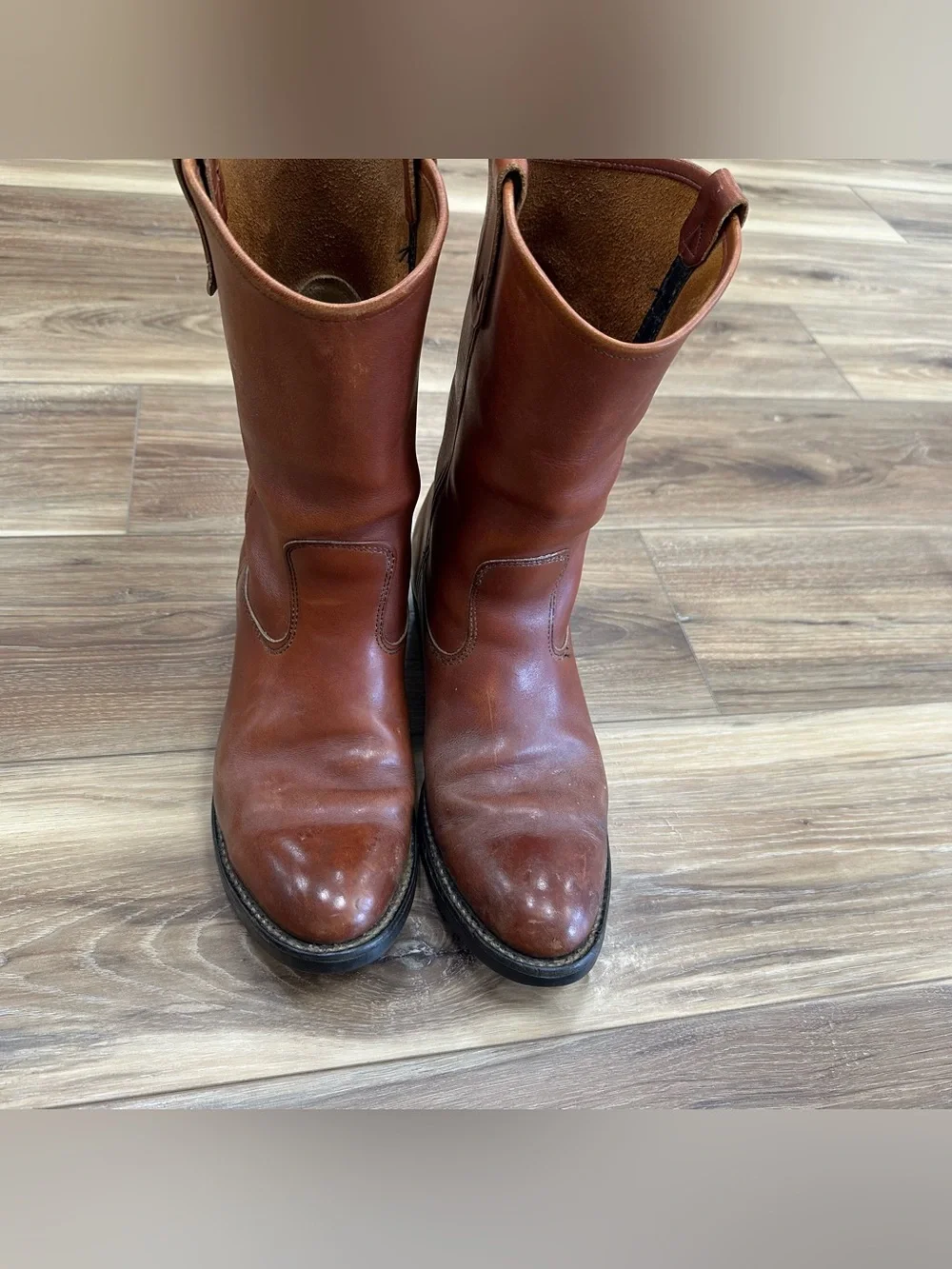 Vtg Cabela’s Chippewa Leather Cowboy Engineer Boots Brown 8308 USA Made, Size 10